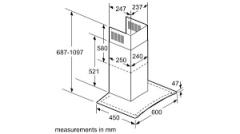Serie | 4 duvar tipi davlumbaz 60 cm şeffaf cam