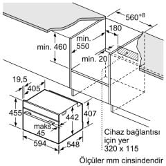 Serie | 8 Mikrodalga Fonksiyonlu Kompakt Ankastre Fırın Paslanmaz çelik