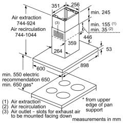 Serie | 4 Ada davlumbaz 90 cm Paslanmaz çelik