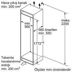 KIS87AF30U-Serie | 6 Alttan Donduruculu Ankastre Buzdolabı 272 LT. Kombi-LowFrost