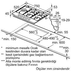 PCS7A5M90-Serie | 6 Gazlı Ocak 75 cm Paslanmaz çelik