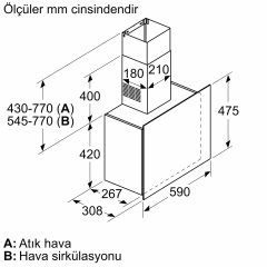 DWF65AJ60T-Serie | 4 Duvar Tipi Davlumbaz 60 cm Siyah Cam Yüzey
