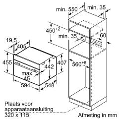 CSG7364B1-Serie | 8 Buhar fonksiyonlu ankastre kompakt fırın 60 x 45 cm Siyah