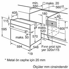 HBF512BS1T-Serie 2 Ankastre Fırın 60 x 60 cm Silver-3D Turbo-7 Proğram