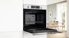 HUA736EV0T-Serie 4 Buhar Destekli Ankastre Fırın 60 x 60 cm Beyaz-EcoClean-Hidrolitik