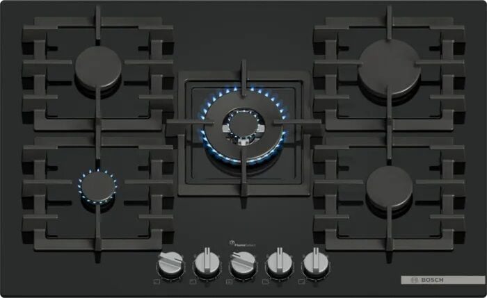 PPQ7A6I45-Seri 6 Gazlı Ocak 75 cm Temperli Cam, Siyah (4G+1W)