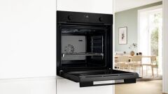 HUA736EA0T-Serie 4 Buhar Destekli Ankastre Fırın 60 x 60 cm Siyah-EcoClean-Hidrolitik