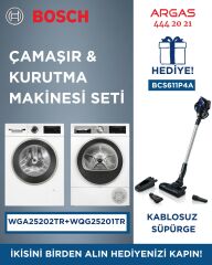 Hijyen kampanyası ( WGA25202TR(10 kg çamaşır) + WQG25201TR( 10 kg kurutma) alana hediye BCS611P4A(kablosuz süpürge)