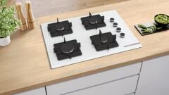 POP7C2P30O-Serie 4 Gazlı Ocak 67 cm Sert cam, Beyaz