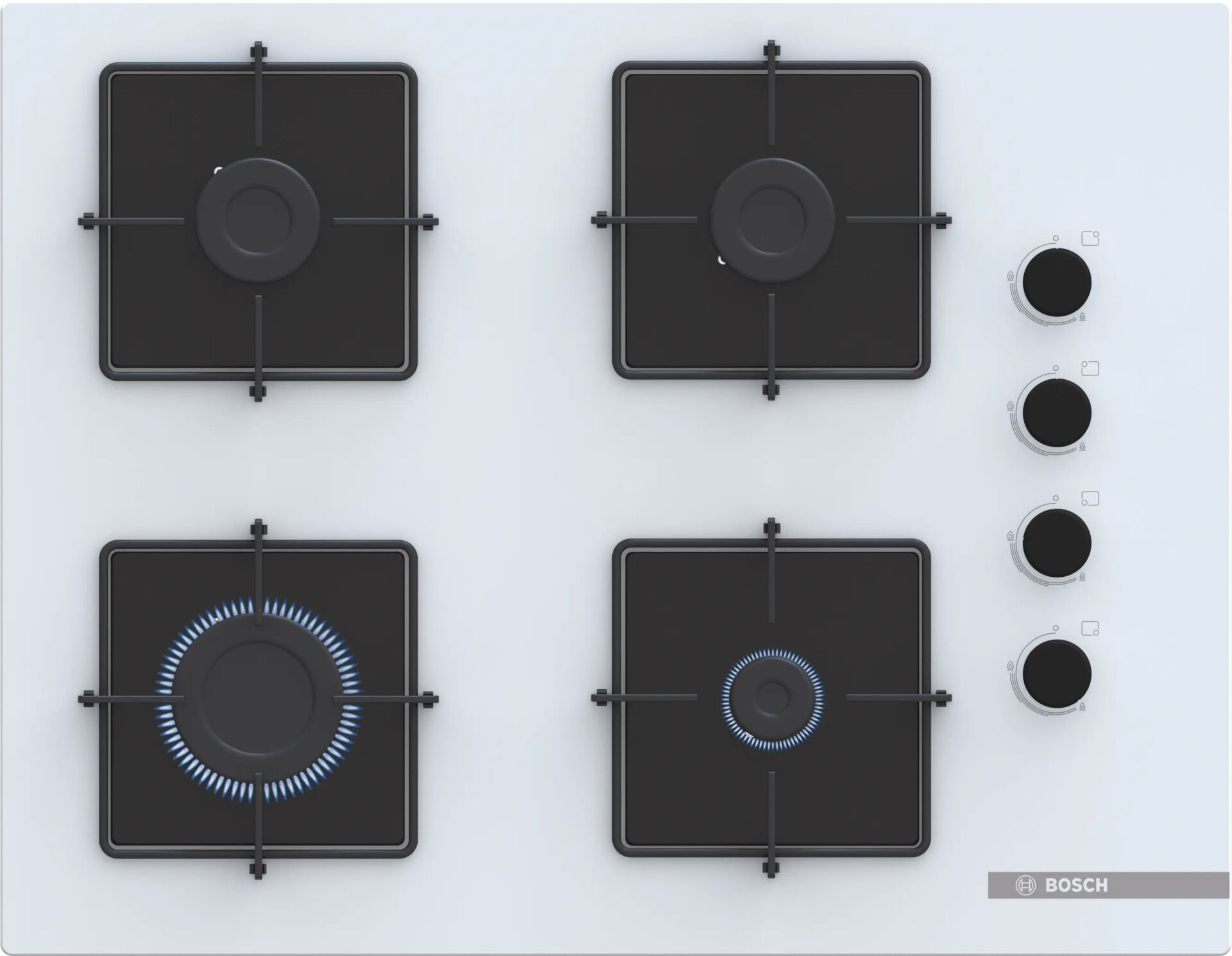 POP7C2P30O-Serie 4 Gazlı Ocak 67 cm Sert cam, Beyaz