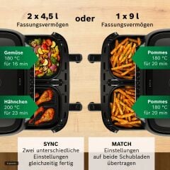 MAFD440B1-Seri 4 Çift ÇekmeceliAir Fryer Siyah (9 lt)