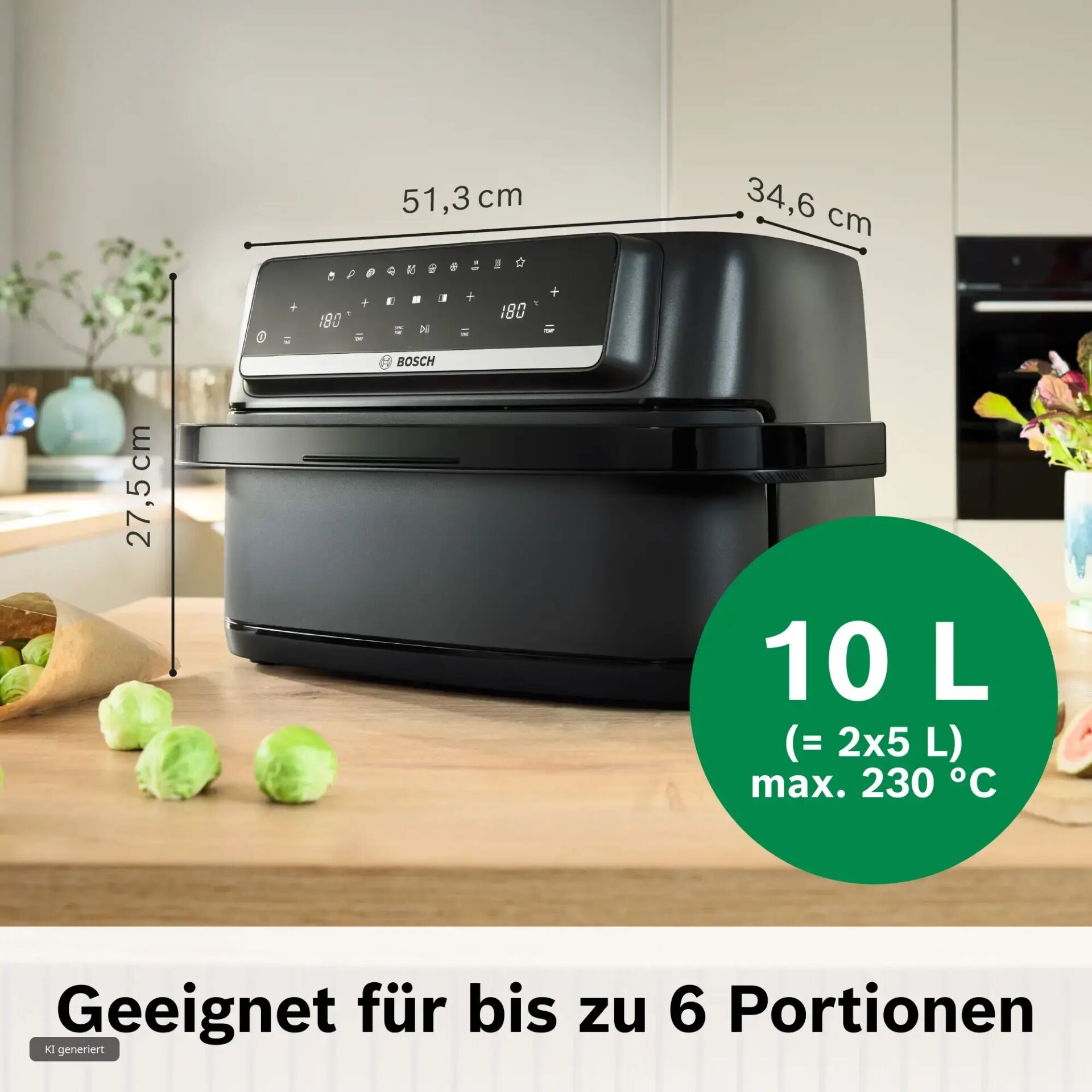 MAFD490B1-Seri 4 Çift ÇekmeceliAir Fryer Siyah (10 lt) 2500 W