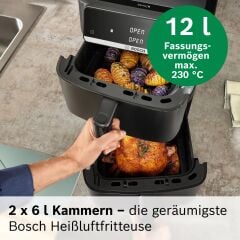 MAFD661B4-Seri 6 Çift ÇekmeceliAir Fryer Siyah (12 lt) 2800 W