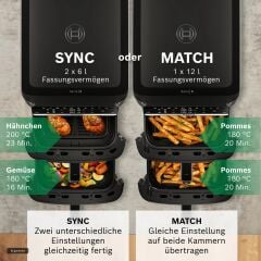 MAFD661B4-Seri 6 Çift ÇekmeceliAir Fryer Siyah (12 lt) 2800 W