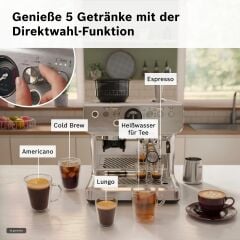 PFE401C3-Seri 4 HomeCafe portafiltreli espresso makinesi, paslanmaz çelik.