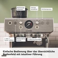 PFE401C3-Seri 4 HomeCafe portafiltreli espresso makinesi, paslanmaz çelik.